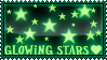A stamp of glowing stars with the words 'glowing stars'